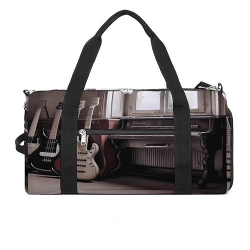 YHEGBFD Turnbeutel Gitarre Bass Musik Musikinstrumente Turnbeutel für Damen Herren Rucksack Turnbeutel mit Schuhfach Wiederverwendbar Turnbeutel Mini Turnbeutel Gitarre Bass Musik Musikinstrumente von YHEGBFD
