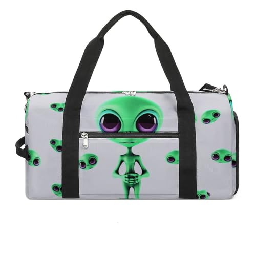 YHEGBFD Turnbeutel Grün Alien Turnbeutel für Damen Herren Rucksack Turnbeutel mit Schuhfach Wiederverwendbar Turnbeutel Mini Turnbeutel Grün Alien Einheitsgröße, Green Alien, Einheitsgröße von YHEGBFD