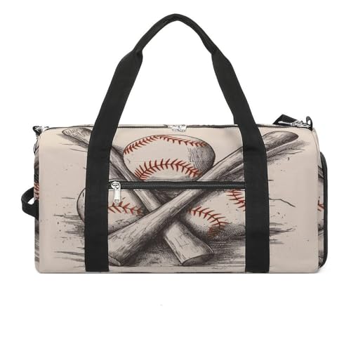 YHEGBFD Turnbeutel Handgezeichnete Baseballschläger und Ballturnbeutel für Damen Herren Rucksack Turnbeutel mit Schuhfach Wiederverwendbar Turnbeutel Mini Turnbeutel Handgezeichnete Baseballschläger von YHEGBFD