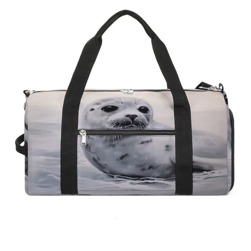 YHEGBFD Turnbeutel Harfe Seal Malerei Turnbeutel für Damen Herren Rucksack Turnbeutel mit Schuhfach Wiederverwendbar Turnbeutel Mini Turnbeutel Harfe Robbe Bemalen Einheitsgröße, Harfen-Siegelmalerei, von YHEGBFD