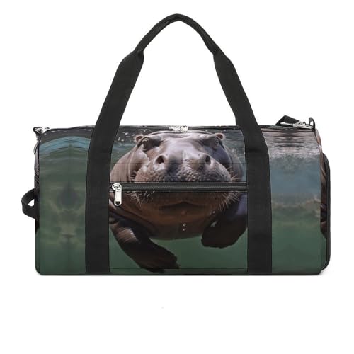YHEGBFD Turnbeutel Tauchen Nilpferd Turnbeutel für Damen Herren Rucksack Turnbeutel mit Schuhfach Wiederverwendbar Turnbeutel Mini Turnbeutel Tauchen Nilpferd Einheitsgröße, Tauchen Nilpferd, von YHEGBFD