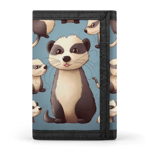 YHEGBFD Wallet, Hairy Frettchen, dreifach gefaltete Geldbörse, Geldbörse mit Schlüsselring, blockierend, dreifach gefaltet, schlank und schlank, für Damen und Herren, haariges Frettchen, von YHEGBFD