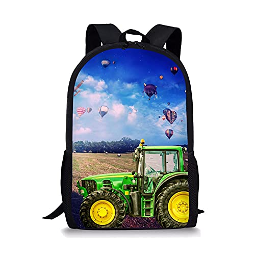 3D grüner Traktor, Ballonmuster Kinderrucksack,Rucksack Kinder,Schulrucksack,Kinderrucksack Jungen,kindergartenrucksack von YHHAW