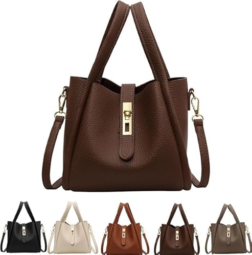 YHHIRCH Damen Elegant Minimalistische Handtasche Trendy Bucket Bag PU Leder Handtasche für Arbeit Einkaufen Schule Reisen, C von YHHIRCH