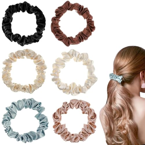 6 Stück Satin-Haargummis, Damen-Haargummis, elastische Haarbänder, Seile, Mädchen-Haargummis, 6 cm von YHIJSR