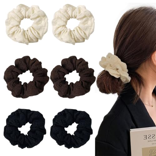 6 Stück Scrunchies, Haargummis Haargummis für Frauen, elastische Haarbänder, Seile, Zöpfe für Mädchenhaare von YHIJSR