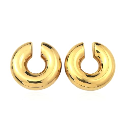 Chunky Gold Ohrringe Leichte Edelstahl Hohle Offene Creolen Hypoallergen Modeschmuckgeschenke für Frauen und Mädche von YHIJSR