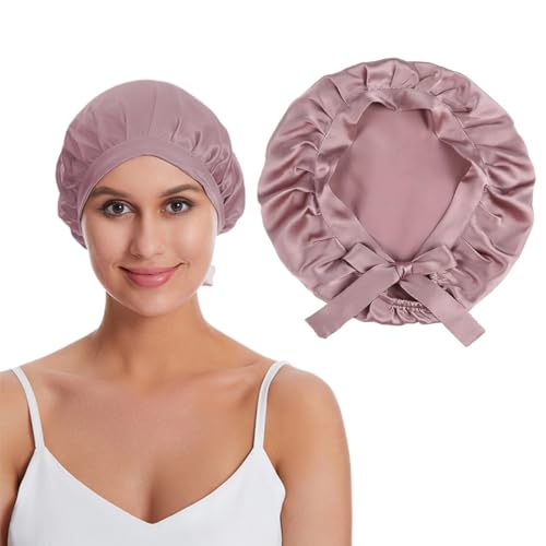 Satin Haarhaube für Damen Doppelseitig Seidenhaube Zum Schlafen Schlafhaube Haare Schützen Seidenhaube zum Schlafen Silk Bonnet Schlafmütze mit verstellbaren Bändern von YHIJSR