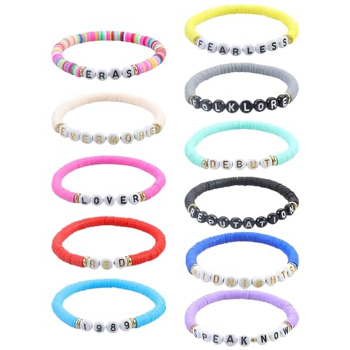 YHIJSR 11 Stück Taylor-Armbänder, Böhmen Stretch Armbänder, Handgefertigte Armbänder, Taylor Album inspiriertes Armband, Bunte Freundschaftsarmbänder Armband Handmade für Taylover von YHIJSR
