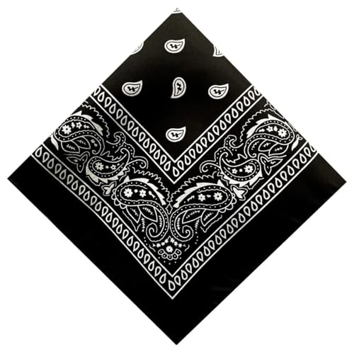 YHIJSR Bandana Damen Herren Baumwolle Kopftuch Halstuch Männer Unisex Tuch Bindetuch Haar Schal Paisley Muster Schwarz von YHIJSR