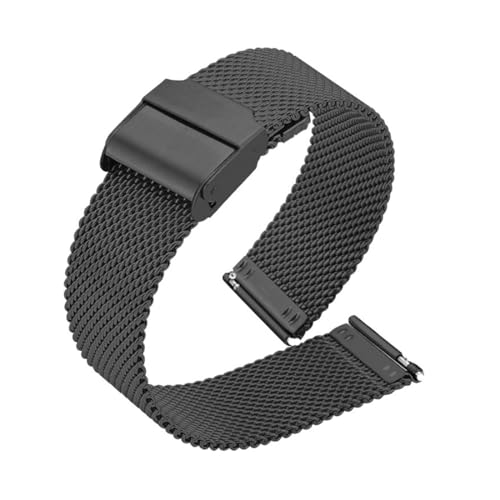 YHIJSR Edelstahl Uhrenarmband Mesh 20mm Ersatz Metall Armband Edelstahlarmband mit Magnetverschluss Watch Uhren Ersatzband Schwarz von YHIJSR