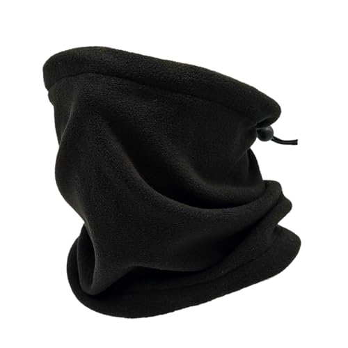 YHIJSR Schlauchschal Fleece Multifunktionstuch Halswärmer Fleece Nackenwärmer, Halswärmer mit Kordelzug, Winter Elastisch Multifunktionstuch, Schlauchschal Schwarz von YHIJSR