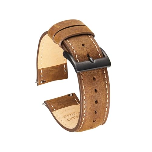 YHNNH, Crazy Horse Lederarmband Retro Uhrenarmband Armband Gürtel mit Schnellverschluss Federsteg(Dark brown,22mm) von YHNNH