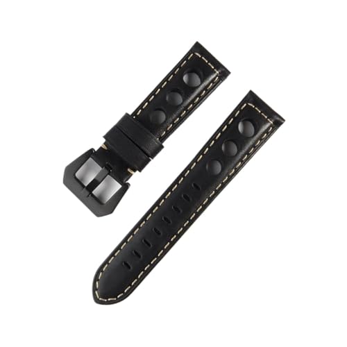 YHNNH, Echtes Leder Uhr Uhrenarmband Loop Uhrenarmband Vintage Handgemachtes Lederarmband(Black B,24mm) von YHNNH