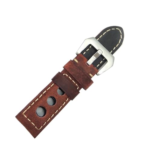 YHNNH, Echtes Leder Uhr Uhrenarmband Loop Uhrenarmband Vintage Handgemachtes Lederarmband(Red Brown S,24mm) von YHNNH