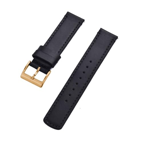 YHNNH, Echtes Lederarmband Uhrenarmband Dornschließe Schnellverschluss Uhrenarmbänder Handgelenk Gürtel(Black Gold,22mm) von YHNNH