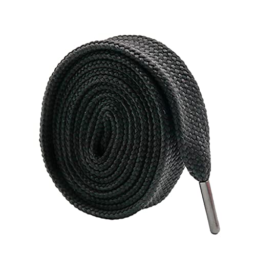 YHNNH, Elastische Schnürsenkel, Schnürsenkel, 18 mm flache Schnürsenkel mit schwarzer Metallspitze, Herren/Damen, Freizeitschuhe, Schuhzubehör, 70 cm – 180 cm,(Black,70cm) von YHNNH
