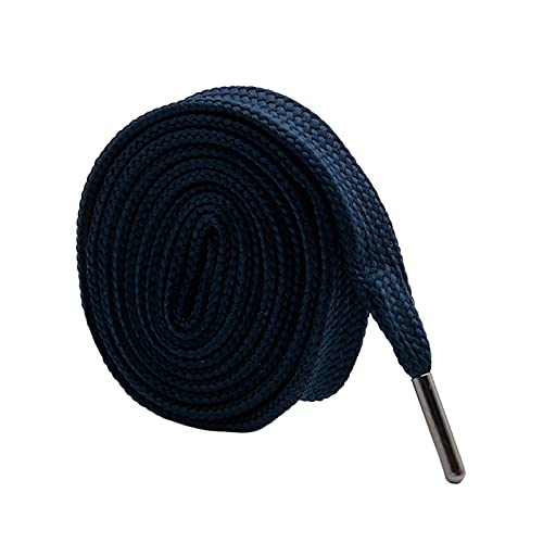YHNNH, Elastische Schnürsenkel, Schnürsenkel, 18 mm flache Schnürsenkel mit schwarzer Metallspitze, Herren/Damen, Freizeitschuhe, Schuhzubehör, 70 cm – 180 cm,(Blue,70cm) von YHNNH