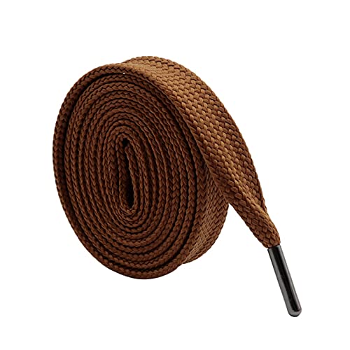 YHNNH, Elastische Schnürsenkel, Schnürsenkel, 18 mm flache Schnürsenkel mit schwarzer Metallspitze, Herren/Damen, Freizeitschuhe, Schuhzubehör, 70 cm – 180 cm,(Coffee,120cm) von YHNNH