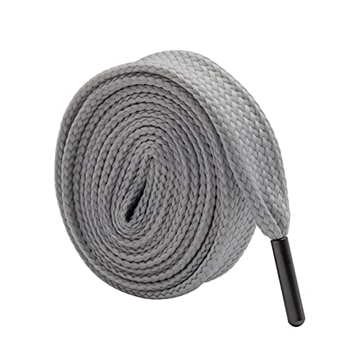 YHNNH, Elastische Schnürsenkel, Schnürsenkel, 18 mm flache Schnürsenkel mit schwarzer Metallspitze, Herren/Damen, Freizeitschuhe, Schuhzubehör, 70 cm – 180 cm,(Gray,70cm) von YHNNH