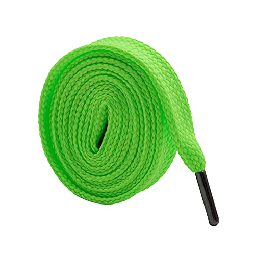 YHNNH, Elastische Schnürsenkel, Schnürsenkel, 18 mm flache Schnürsenkel mit schwarzer Metallspitze, Herren/Damen, Freizeitschuhe, Schuhzubehör, 70 cm – 180 cm,(Green,70cm) von YHNNH