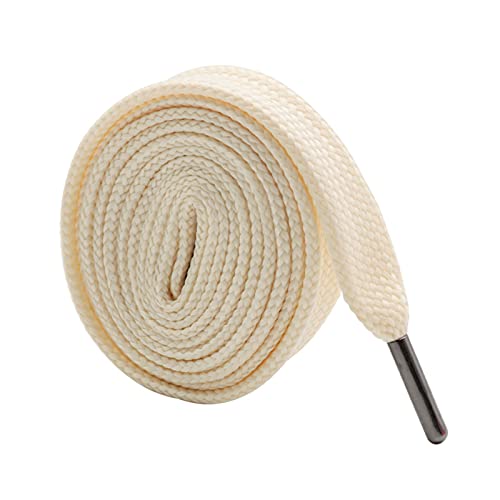 YHNNH, Elastische Schnürsenkel, Schnürsenkel, 18 mm flache Schnürsenkel mit schwarzer Metallspitze, Herren/Damen, Freizeitschuhe, Schuhzubehör, 70 cm – 180 cm,(Light Yellow,100cm) von YHNNH