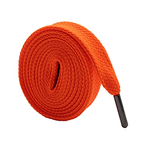 YHNNH, Elastische Schnürsenkel, Schnürsenkel, 18 mm flache Schnürsenkel mit schwarzer Metallspitze, Herren/Damen, Freizeitschuhe, Schuhzubehör, 70 cm – 180 cm,(Orange,80cm) von YHNNH