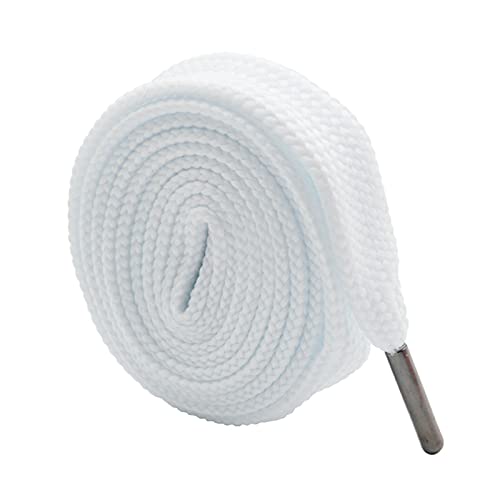YHNNH, Elastische Schnürsenkel, Schnürsenkel, 18 mm flache Schnürsenkel mit schwarzer Metallspitze, Herren/Damen, Freizeitschuhe, Schuhzubehör, 70 cm – 180 cm,(White,180cm) von YHNNH