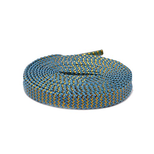 YHNNH, Elastische Schnürsenkel, Schnürsenkel aus Metallicgarn, zweifarbiges System, Canvas-Schnürsenkel, Damen-Sneaker, Sportschuhe, Seile, 70 cm – 180 cm(Gold blue,80cm) von YHNNH
