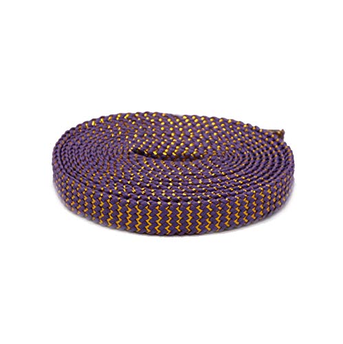 YHNNH, Elastische Schnürsenkel, Schnürsenkel aus Metallicgarn, zweifarbiges System, Canvas-Schnürsenkel, Damen-Sneaker, Sportschuhe, Seile, 70 cm – 180 cm(Gold purple,100cm) von YHNNH