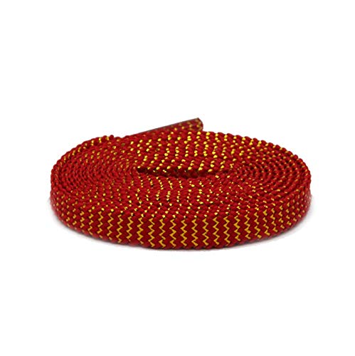 YHNNH, Elastische Schnürsenkel, Schnürsenkel aus Metallicgarn, zweifarbiges System, Canvas-Schnürsenkel, Damen-Sneaker, Sportschuhe, Seile, 70 cm – 180 cm(Gold red,120cm) von YHNNH