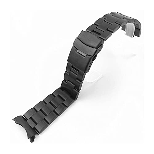 YHNNH, Gebogene Enden Massiv Edelstahl Uhr Band Link Handgelenk Armband Männer Uhr Strap Mit Pins(Black,20mm) von YHNNH
