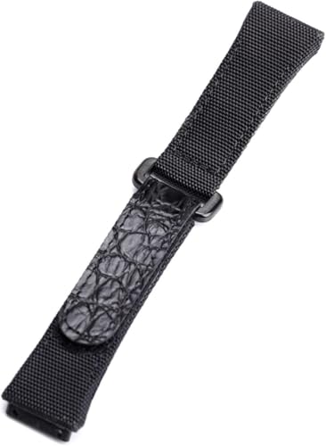 YHNNH, Herren Nylon Canvas Nähte Echtleder Armband(Brack) von YHNNH