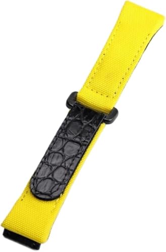 YHNNH, Herren Nylon Canvas Nähte Echtleder Armband(Yellow) von YHNNH