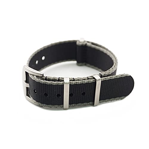 YHNNH, Hochwertiges Nato-Armband aus Nylon for Uhren.(Black Grey Edge,22mm) von YHNNH