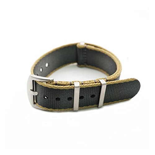YHNNH, Hochwertiges Nato-Armband aus Nylon for Uhren.(Grey khaki Edge,22mm) von YHNNH