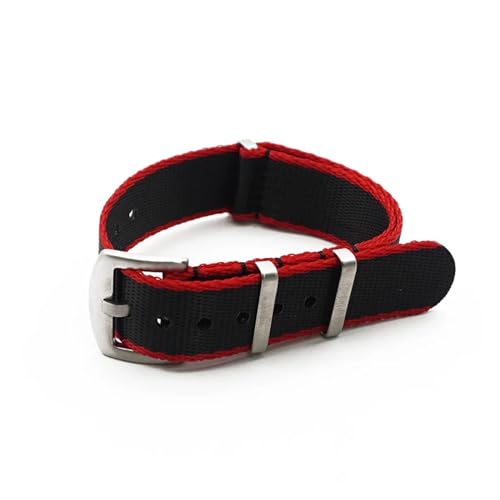 YHNNH, Nylonband Sicherheitsgurt Uhrenarmband Sport(Black Red Edge,20mm) von YHNNH