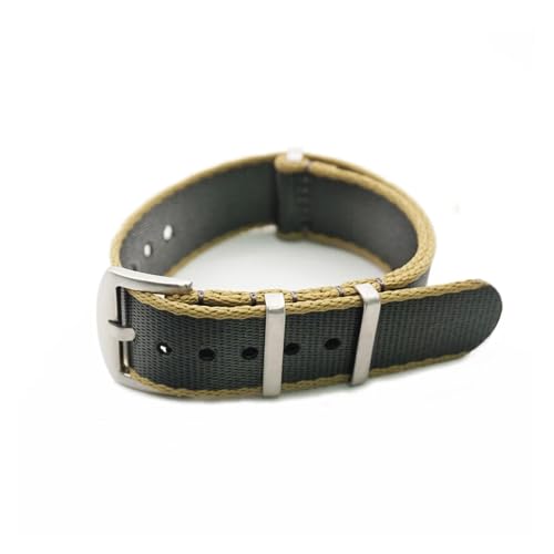 YHNNH, Nylonband Sicherheitsgurt Uhrenarmband Sport(Grey khaki Edge,20mm) von YHNNH
