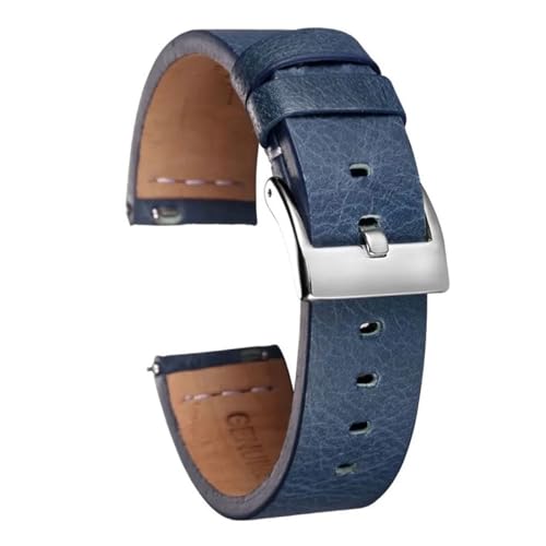 YHNNH, Schnellverschluss-Uhrenarmbänder aus Leder, handgefertigtes Vintage-Uhrenarmband aus Kalbsleder(Blue,20mm) von YHNNH
