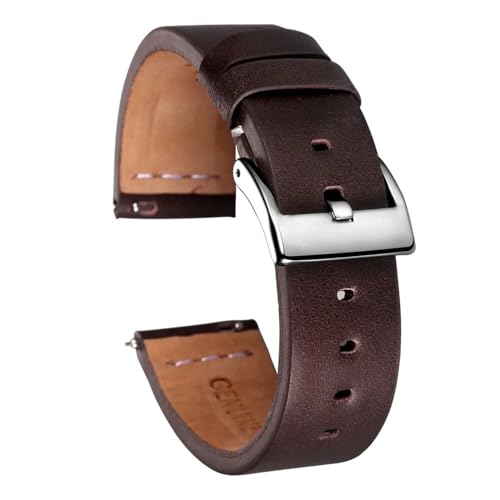 YHNNH, Schnellverschluss-Uhrenarmbänder aus Leder, handgefertigtes Vintage-Uhrenarmband aus Kalbsleder(COFFEE,22mm) von YHNNH