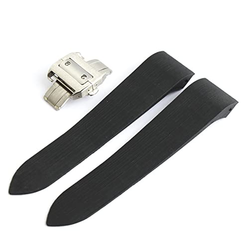 YHNNH, Silikon-Uhrenarmbänder passend for wasserdichte Uhrenarmbänder aus Gummi(Black Silver) von YHNNH