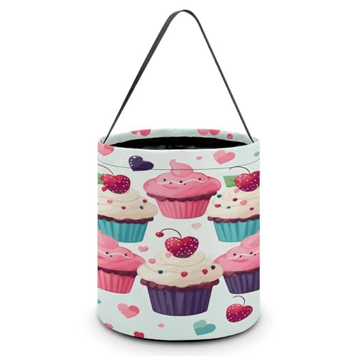 YHNNH Halloween-Süßigkeitenkorb, Tragetasche, Cupcake, Süßigkeiten, Herzen, süßer Druck, wiederverwendbar, Polyestergewebe, Halloween-Leckerlibeutel, Tragetasche für Partygeschenke, Cupcake Candy YHNNH Halloween-Süßigkeitenkorb, Tragetasche, Cupcake, Süßigkeiten, Herzen, süßer Druck, wiederverwendbar, Polyestergewebe, Halloween-Leckerlibeutel, Tragetasche für Partygeschenke, Cupcake Candy von YHNNH