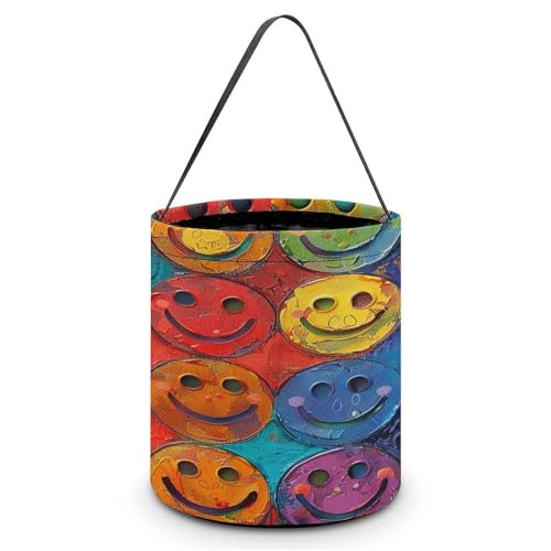 YHNNH Halloween-Süßigkeitenkorb, Tragetasche, Koala und Schmetterling, wiederverwendbar, Polyester-Stoff, Halloween-Leckerlibeutel, Tragetasche für Partygeschenke, Buntes Smiley-Gesicht, Einheitsgröße YHNNH Halloween-Süßigkeitenkorb, Tragetasche, Koala und Schmetterling, wiederverwendbar, Polyester-Stoff, Halloween-Leckerlibeutel, Tragetasche für Partygeschenke, Buntes Smiley-Gesicht, Einheitsgröße von YHNNH