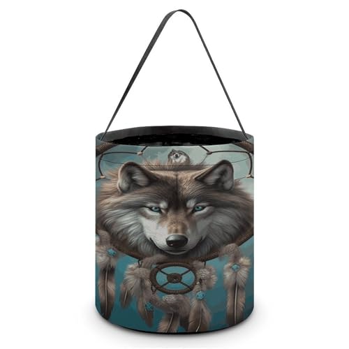 YHNNH Halloween-Süßigkeitenkorb, Tragetasche, Mountainbike-Turnierdruck, wiederverwendbar, Polyestergewebe, Halloween-Leckerlibeutel, Tragetasche für Partygeschenke, 3D-Wolf-Traumfänger, Einheitsgröße YHNNH Halloween-Süßigkeitenkorb, Tragetasche, Mountainbike-Turnierdruck, wiederverwendbar, Polyestergewebe, Halloween-Leckerlibeutel, Tragetasche für Partygeschenke, 3D-Wolf-Traumfänger, Einheitsgröße von YHNNH