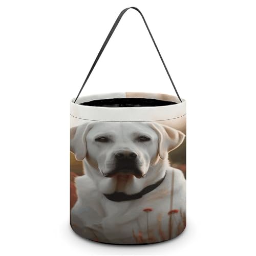 YHNNH Halloween-Süßigkeitenkorb, Tragetasche, Pferde, rot, leuchtend, Wolkensprinted, wiederverwendbar, Polyestergewebe, Halloween-Leckerlibeutel, Tragetasche für Partygeschenke, Weißer Labrador YHNNH Halloween-Süßigkeitenkorb, Tragetasche, Pferde, rot, leuchtend, Wolkensprinted, wiederverwendbar, Polyestergewebe, Halloween-Leckerlibeutel, Tragetasche für Partygeschenke, Weißer Labrador von YHNNH