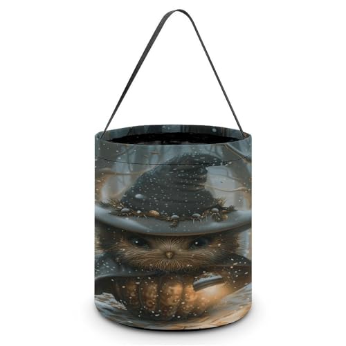 YHNNH Halloween-Süßigkeitenkorb, Tragetasche, Retro-Stil, gemustert, wiederverwendbar, Polyestergewebe, Halloween-Leckerlibeutel, Tragetasche für Partygeschenke, Mit Hexenhut, Einheitsgröße YHNNH Halloween-Süßigkeitenkorb, Tragetasche, Retro-Stil, gemustert, wiederverwendbar, Polyestergewebe, Halloween-Leckerlibeutel, Tragetasche für Partygeschenke, Mit Hexenhut, Einheitsgröße von YHNNH