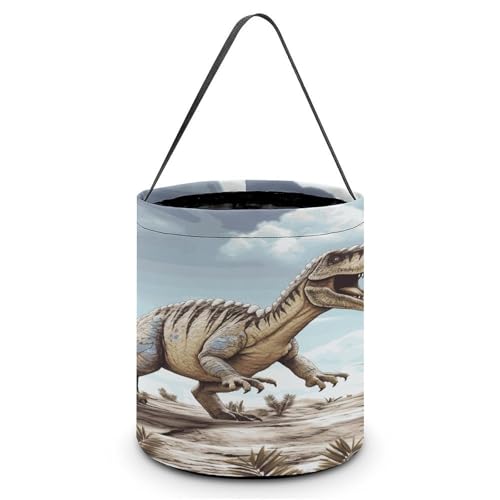 YHNNH Halloween-Süßigkeitenkorb, Tragetasche, Weißkopfseeadler, wiederverwendbar, Polyestergewebe, Halloween-Leckerlibeutel, Tragetasche für Partygeschenke, Dinosaurier Walking, Einheitsgröße von YHNNH