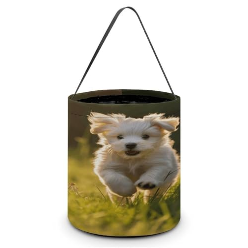 YHNNH Halloween-Süßigkeitenkorb, Tragetasche, Welpe überquert den Grassprinted, wiederverwendbarer Polyesterstoff, Halloween-Leckerlibeutel, Tragetasche für Partygeschenke, Puppy Crossing the Grass von YHNNH