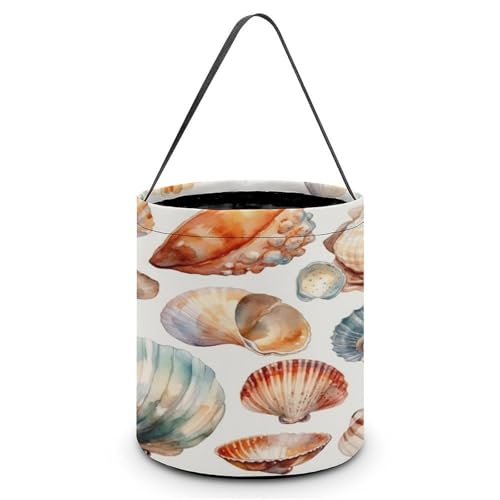 YHNNH Halloween-Süßigkeitenkorb, Tragetasche, niedlicher Froschdruck, wiederverwendbar, Polyester-Stoff, Halloween-Leckerlibeutel, Tragetasche für Partygeschenke, Muschelmuster, Einheitsgröße YHNNH Halloween-Süßigkeitenkorb, Tragetasche, niedlicher Froschdruck, wiederverwendbar, Polyester-Stoff, Halloween-Leckerlibeutel, Tragetasche für Partygeschenke, Muschelmuster, Einheitsgröße von YHNNH