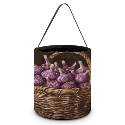 YHNNH Halloween-Süßigkeitenkorb, Tragetasche, springen Sie in Ballondruck, wiederverwendbares Polyestergewebe, Halloween-Leckerlibeutel, Tragetasche für Partygeschenke, Knoblauch im Blumenkorb YHNNH Halloween-Süßigkeitenkorb, Tragetasche, springen Sie in Ballondruck, wiederverwendbares Polyestergewebe, Halloween-Leckerlibeutel, Tragetasche für Partygeschenke, Knoblauch im Blumenkorb von YHNNH